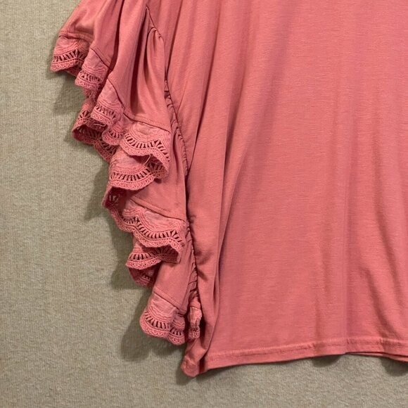 She + Sky Blouse Women's Small Mauve Sleeveless with Ruffles - Picture 10 of 12